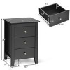 Costway Nightstand End Beside Sofa Table Cabinet w/ 3 Drawers Bedroom Furniture Black - 3 of 4