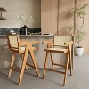 PAGED Wood Bar Stools Comfortable Dining Chairs with Woven Cane Plastic Backrest for Home Pub, Set of 2 - 2 of 4