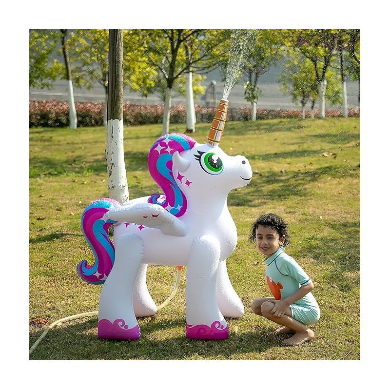 Syncfun 48” Inflatable Yard Sprinkler with Unicorn Design, Inflatable Water Toy for Summer Outdoor Fun, Lawn Sprinkler Toy for Kids, 3 of 6