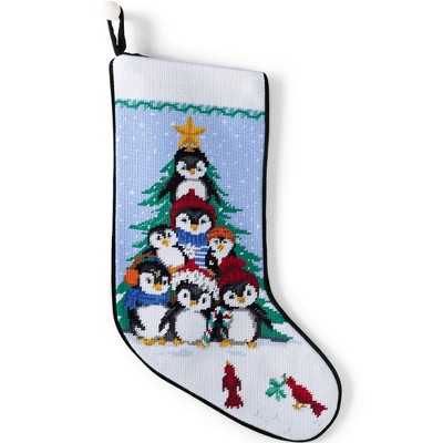 Lands' End Needlepoint  Christmas Stocking