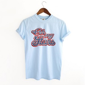 Simply Sage Market Women's Oh My Stars Cursive Short Sleeve Garment Dyed Tee - 1 of 4