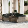vidaXL Patio Sofa Set with Cushions Outdoor Furniture 9 Piece Poly Rattan - Gray without storage - 2 of 4