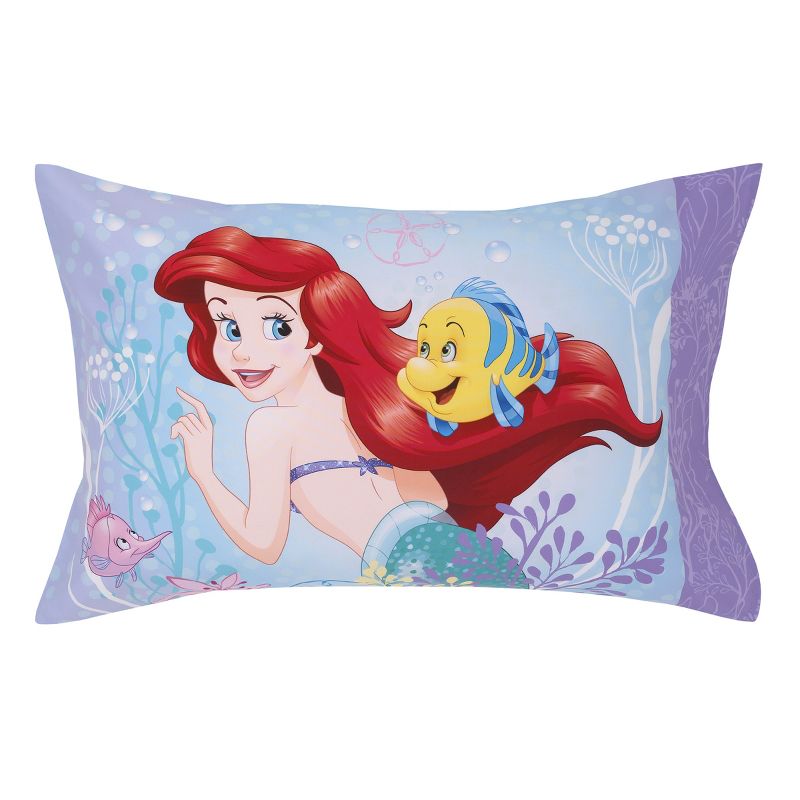 Disney The Little Mermaid Be Fearless Aqua, Lavender, and Orange Ariel 4 Piece Toddler Bed Set, 5 of 9