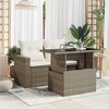 vidaXL Garden Table Grey PE rattan, powder-coated steel, tempered glass - 3 of 4
