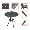 CLIHOME 25.6" Cast Aluminum Patio Table Round Outdoor Coffee Table with Umbrella Hole - 3 of 4