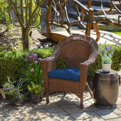 Cobalt Blue Polyester Outdoor Wicker Chair Cushion Set