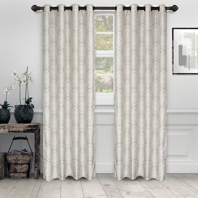 Floral Medallion Jacquard Grommet Curtain Panel Set, 52