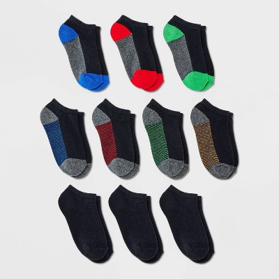 Boys' 10pk Striped Low Cut Socks - Cat & Jack™ Black : Target