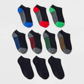 Boys' 10pk Athletic Ankle Socks - Cat & Jack™ Black S