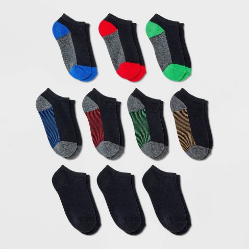 Boys' 10pk Crew Athletic Socks - Cat & Jack™ Black S