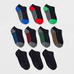 Boys' 10pk Striped Low Cut Socks - Cat & Jack™ Black