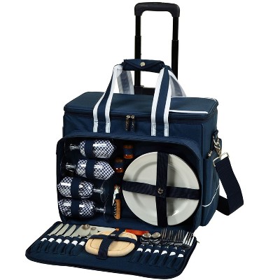 Picnic at Ascot Soft Sided Rolling Cooler with Four Person Picnic Set