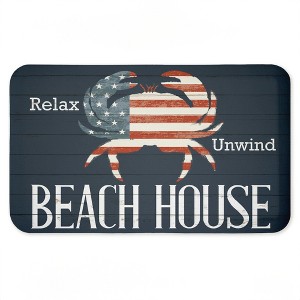 Stupell Industries Relax Unwind Patriotic Beach House Printed Anti-Fatigue Floor Mat, design by Kim Allen, 30"x18" - 1 of 4