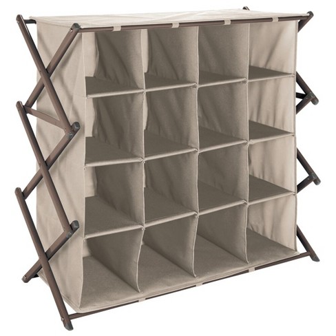 Mdesign Fabric Shoe Rack Holder Storage Accordion Frame 16 Cube Taupe Bronze Target