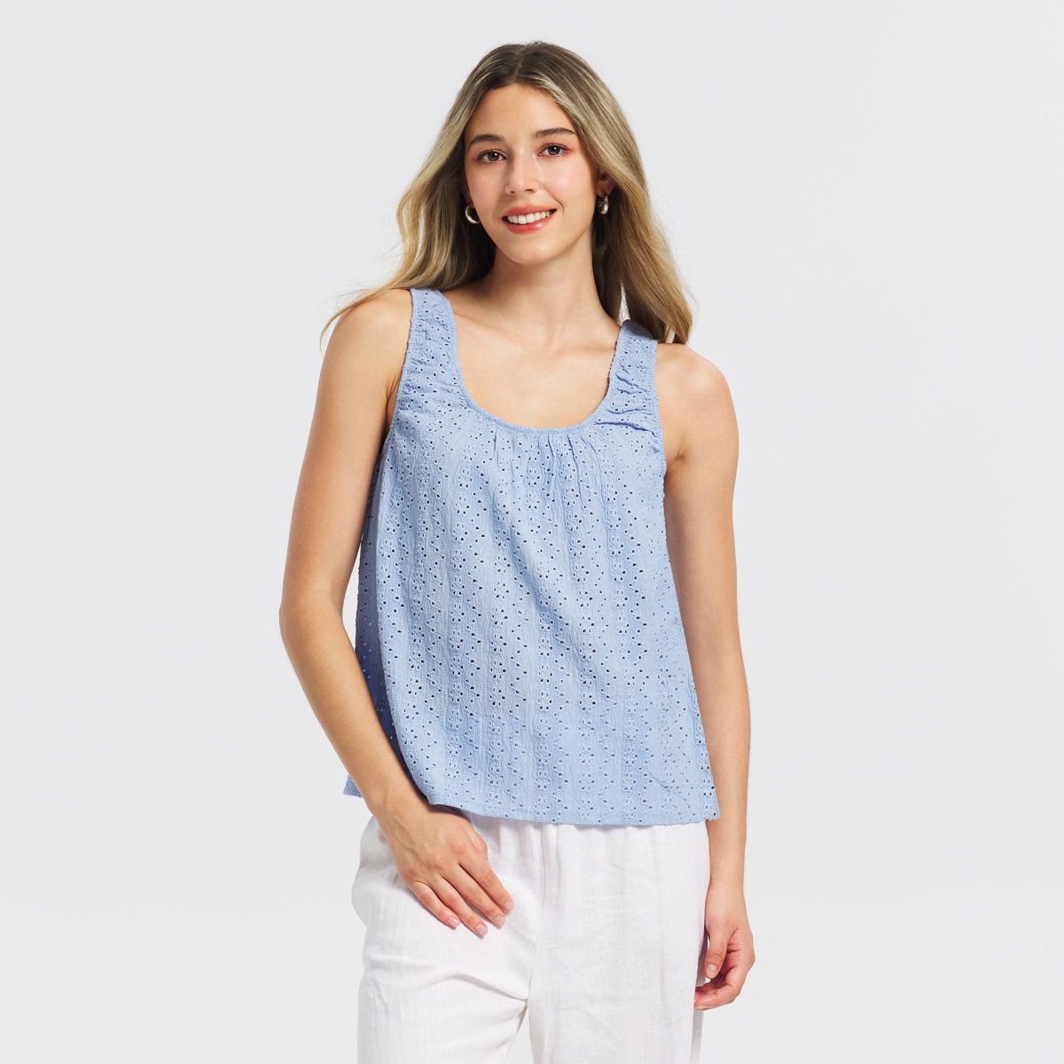 Women's Eyelet Scoop Neck Tank Top - A New Day™ - thumbnail 5