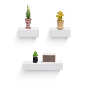 AZL1 Life Concept Bookshelf Floating Wall Shelf Wall Mounted Wood Shelves Hanging Wall Decor Home Room Coffee Shop, White, 17.72"*4.92"*1.97" - 1 of 4