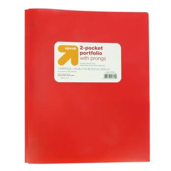 2 Pocket Plastic Folder with Prongs Red - up & up™