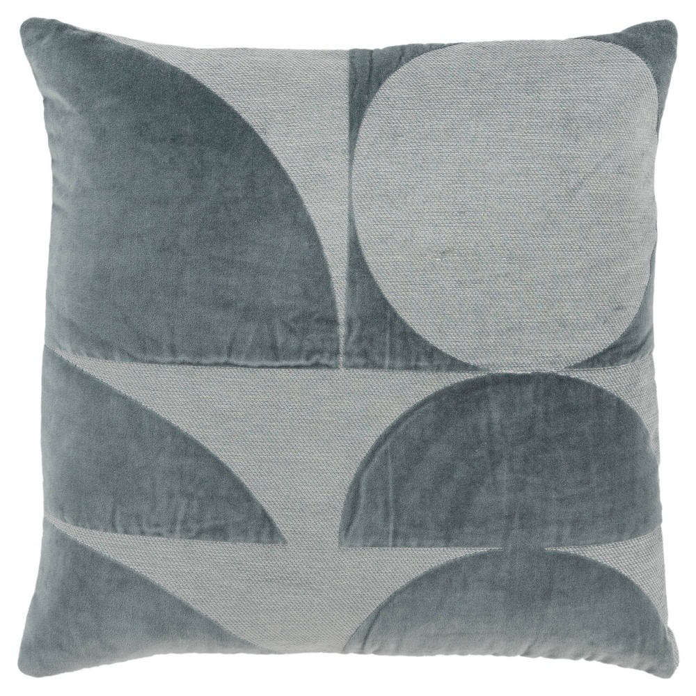 Photos - Pillowcase 20"x20" Oversize Geometric Square Throw Pillow Cover Teal Blue - Rizzy Hom