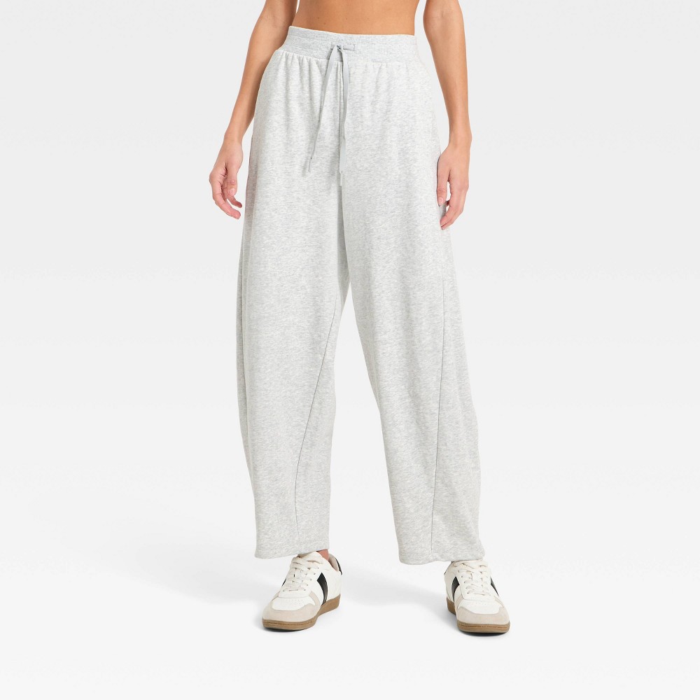 Women's Active Comfort French Terry High-Rise Barrel Leg Sweatpants - All In Motion™ Heathered Gray M