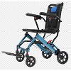 Ultra-Light Foldable Transport Wheelchair for Adults, 16" Seat, Red Frame with Black & Blue Accents - 3 of 4