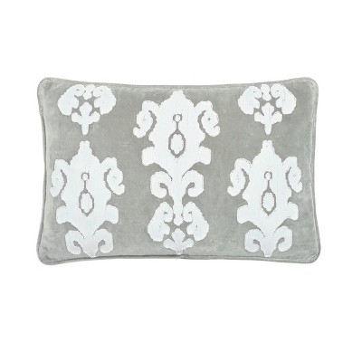 EY Essentials Alida Silver Moss Beaded & Chain Stitch Pillow