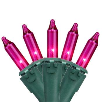 Brite Star 100ct Pink Mini Christmas Lights - 34ft, Green Wire