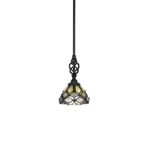 Toltec Lighting Elegante 1 - Light Pendant in  Matte Black with 7" Grand Merlot Art Glass Shade - 1 of 1