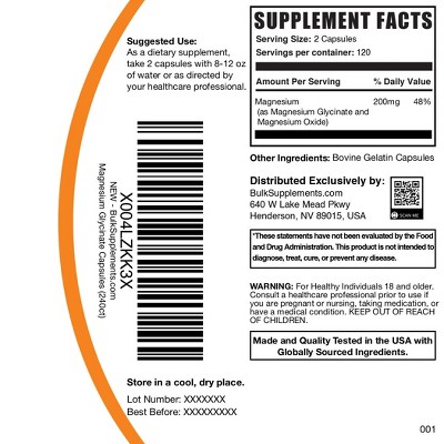 BulkSupplements Magnesium Glycinate Capsules