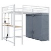 Whisen Full Size Metal Loft Bed with Desk, Wardrobe, Shelves, Power Outlet & LED Light - 3 of 4
