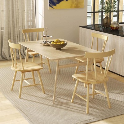 Natural Rubber Wood High Back Windsor Side Chairs