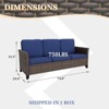 EAGLE PEAK Ocean Vista Outdoor Wicker Patio Sofa,Variated All-weather PE Wicker 3-Seat Sofa with Cushions - 3 of 4