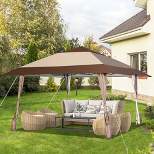 Costway 13'x13' Patio Pop-Up Gazebo Canopy Tent Portable Instant Sun Shelter Coffee
