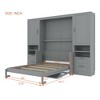 TIRAMISUBEST Full Size Murphy Bed with Closets, Drawers and Shelves, Multi-functional Folding Wall Bed with Narrow Desk - 3 of 4