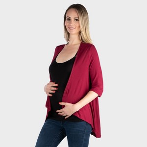 24seven Comfort Apparel Maternity Elegant Long Sleeve Open Front Draped Hem Jacket - 1 of 3