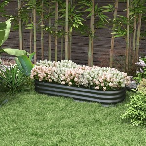 Okak High Galvanized Raised Garden Bed Kit, Elevated Outdoor Planter Box with Safety Edging, Easy DIY for Flowers, Herbs, Vegetables - 1 of 4