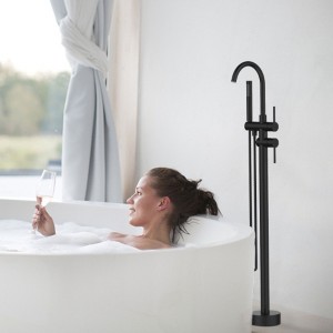Floor-Mounted Bathtub Faucet and Freestanding Tub Filler with High-Flow Shower System, Including Handheld Shower Head and Swivel Spout Mixer Taps - 1 of 4