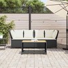 vidaXL Patio Sofa Black Poly Rattan Outdoor Garden Seating Modular Design Steel Frame Cushions Included - 3 of 4