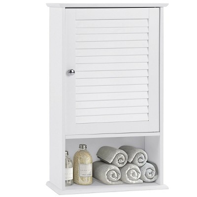 Tangkula 27.5" H Wall Cabinet Hanging Bathroom Storage Cabinet Adjustable Shelf