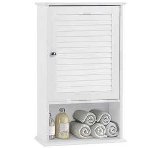 Tangkula 27.5" H Wall Cabinet Hanging Bathroom Storage Cabinet Adjustable Shelf - 1 of 4