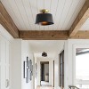 Dewdrop Modern Farmhouse Ceiling Light Fixture Semi Flush Mount Black and Gold Metal Lamp for Dining Room Entryway - 4 of 4