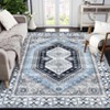 8'x10' Washable Vintage Living Room Rugs, Soft Non Slip Accent Bedroom Carpet, Large Low Pile Floor Cover for Dining Room, Blue - 4 of 4