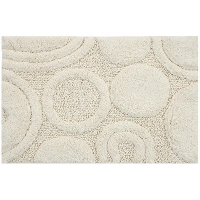 Knightsbridge Orbit Bath Rug Cotton Non Skid Back, Ivory