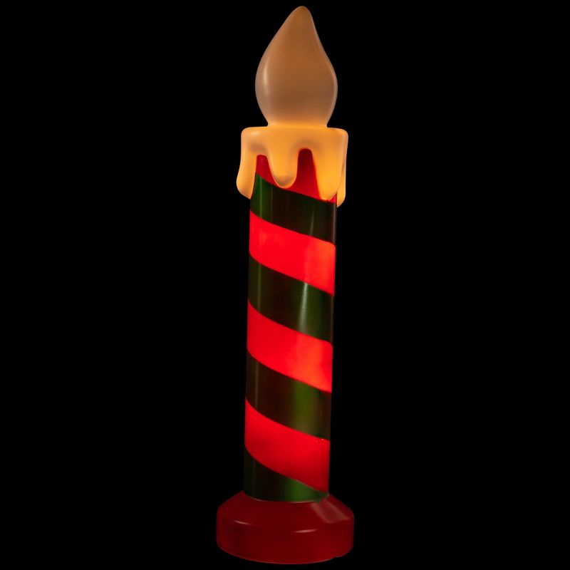Northlight 20" Lighted Green and Red Striped Blow Mold Candle Outdoor Christmas Decoration, 3 of 7