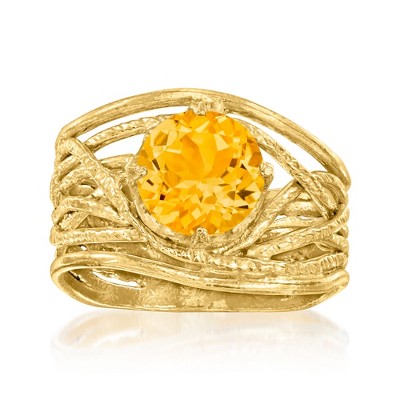 Ross-Simons 1.60 Carat Citrine Textured Openwork Ring in 18kt Gold Over Sterling
