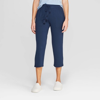 Stars Above Women’s Plus Size Cropped Pajama Pants – Navy 1X – Soft Modal Blend With Drawstring – Lightweight Knit