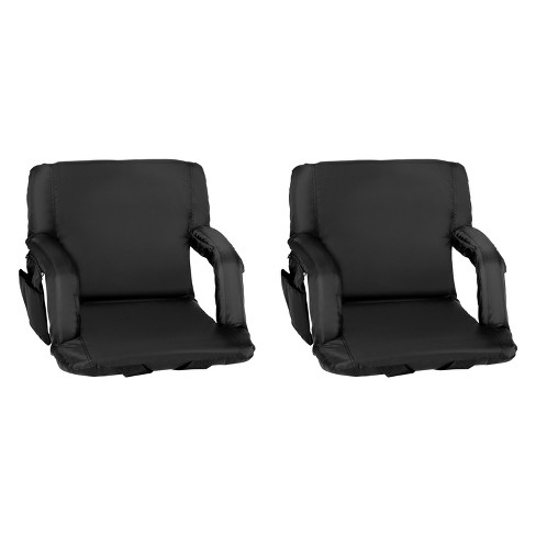 Stadium Seat Cushion ? Set Of 2 Wide Reclining Stadium Chairs For Bleachers  With Back Support Armrests And Backpack Straps By Home-complete (black) :  Target