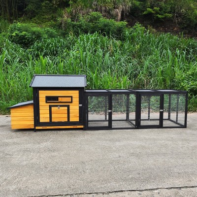 Large Outdoor Chicken Coop with Nesting Box, Secure Backyard Hen House, Leak-Proof Tray, Asphalt Roof, Black Poultry Cage-The Pop Home