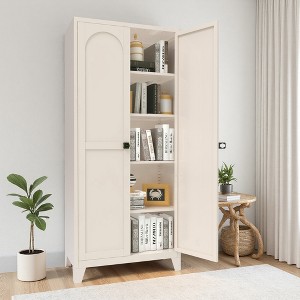 KTMBDW 71'' 2 Shapely Doors Cabinet, Metal Storage Cabinet with Doors and Adjustable Shelves, Metal Pantry Cabinets for Bedroom, Living Room, Kitchen - 1 of 4