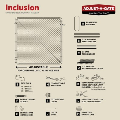 Adjustable Silver Chain Link Walk-Through Gate Kit, 4' x 6'