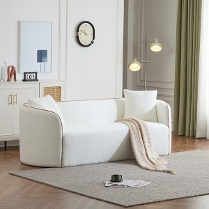82'' Coral Boucle Curved 3-Seater Sofa with Plush Cloud-Like Cushions and 2 Pillows for Living Room - 1 of 4